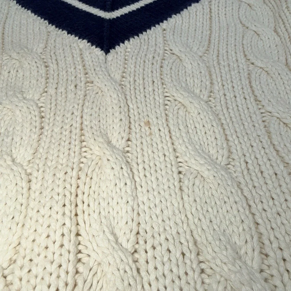 Polo Ralph Lauren Cricket Sweater Mens XL Cable Knit Cotton Hand Knit Navy
